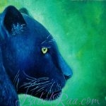 "Soul of Black Jaguar". Oil painting on canvas panel.