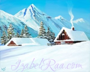 "Sunny Day in the Mountains". Original oil painting on canvas. Izabel Raa