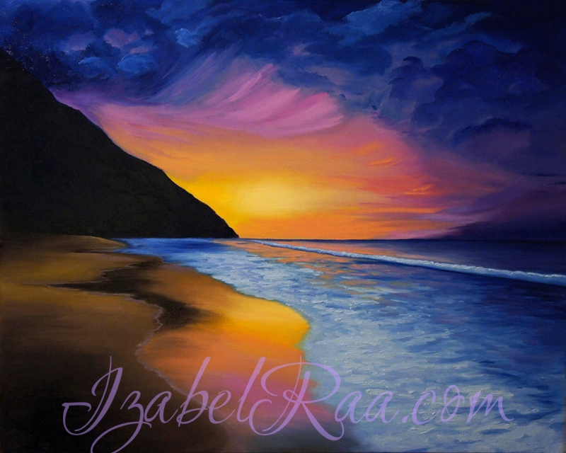 "Sunset on the Island". Oil painting on canvas.