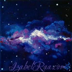 "The Universe of Violets". Original oil painting on canvas. Izabel Raa