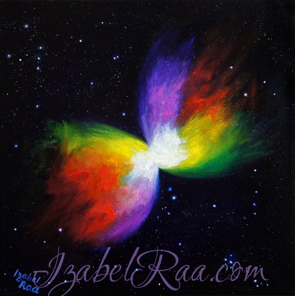"Rainbow (Boomerang) Nebula". Oil painting on canvas.