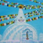 "Stupa". Oil painting on canvas panel.