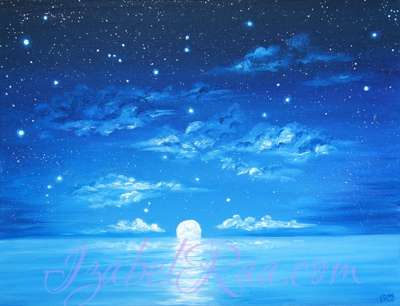 Moonlight Song. Oil painting on canvas panel. Izabel Raa Jan