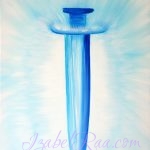 The Sword of Archangel Michael and the Blue Flame, cutting off the Darkness. (c) Izabel Raa. Original oil painting