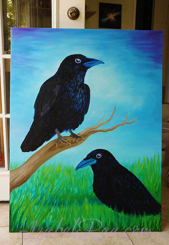 "Two Crows, or Raven's Wisdom". Oil painting on canvas. © Izabel Raa, 2017
