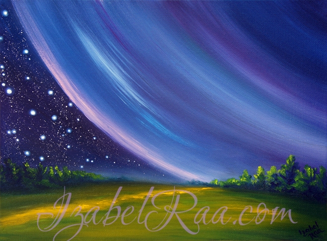 "Satellite of the Purple-Blue Planet". Oil painting on canvas. © Izabel Raa, 2019