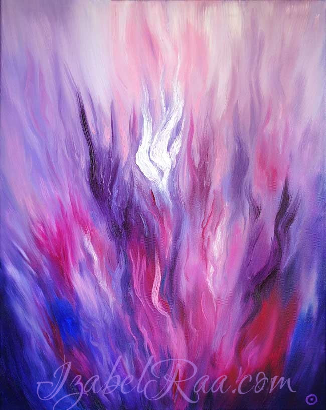 "Recalibrating DNA with the Violet Flame" (“Перекалибровка ДНК с помощью Фиолетового Пламени”). Oil painting on canvas. © Izabel Raa, 2021