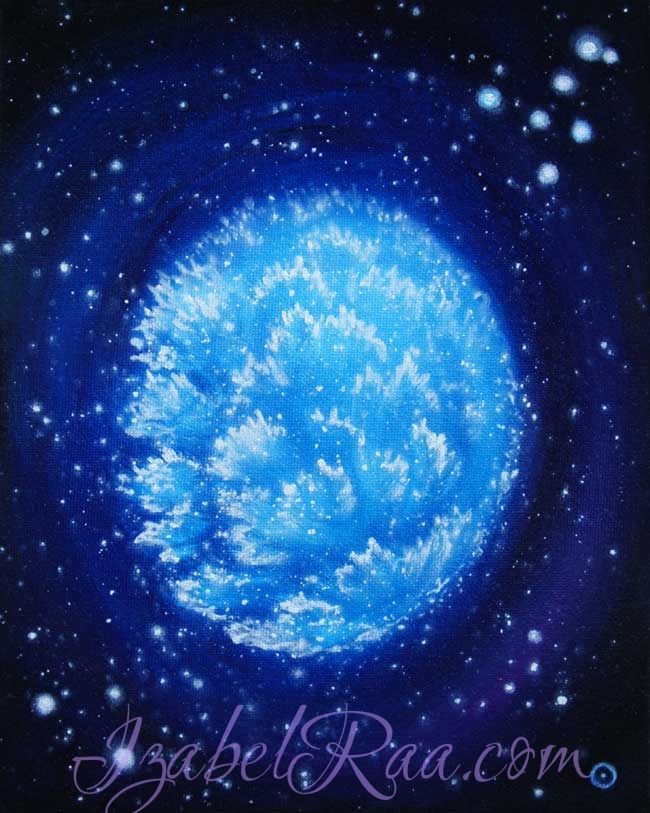 "Cosmic Egg of the Astral Snowy Owl" (“Космическое яйцо астральной Полярной Совы”). Oil painting on canvas panel. © Izabel Raa, 2021