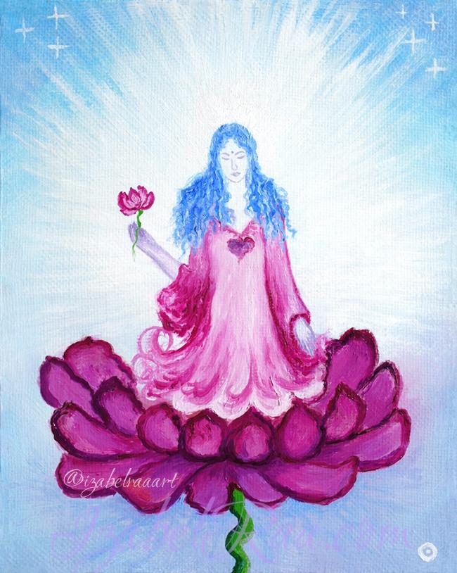 "Blessings of Guanyin. Radiance of the Soul" (“Благословение Гуаньинь. Сияние души”). Oil painting on canvas. © Izabel Raa