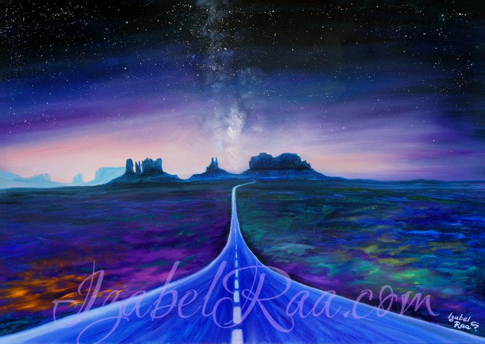 "Road to Monument Valley" (“Дорога в Долину Монументов”). Oil painting on canvas. © Izabel Raa, 2024