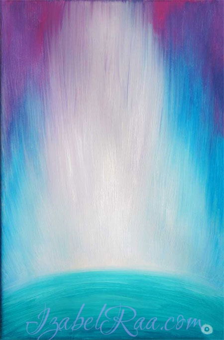 "Assistance of Archangels and Light Forces to the Ascending Earth" (“Помощь Архангелов и Сил Света Возносящейся Земле”). Oil painting on canvas. © Izabel Raa