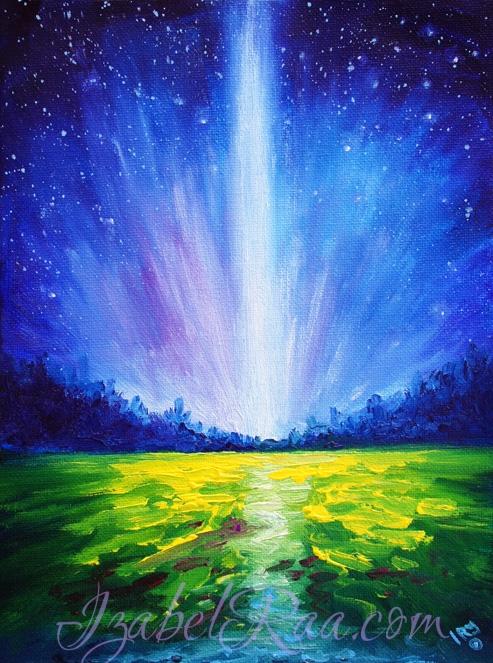 "The River of Inner Light" (“Река внутреннего света”). Oil painting on canvas panel. © Izabel Raa